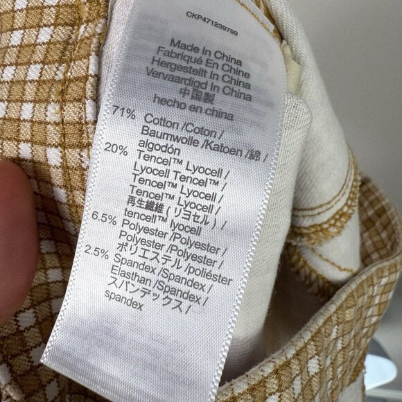 Madewell Women's Gold Mini Check Denim Supercrop Tank Top Sweetheart Neck Sz 12 - Picture 10 of 10